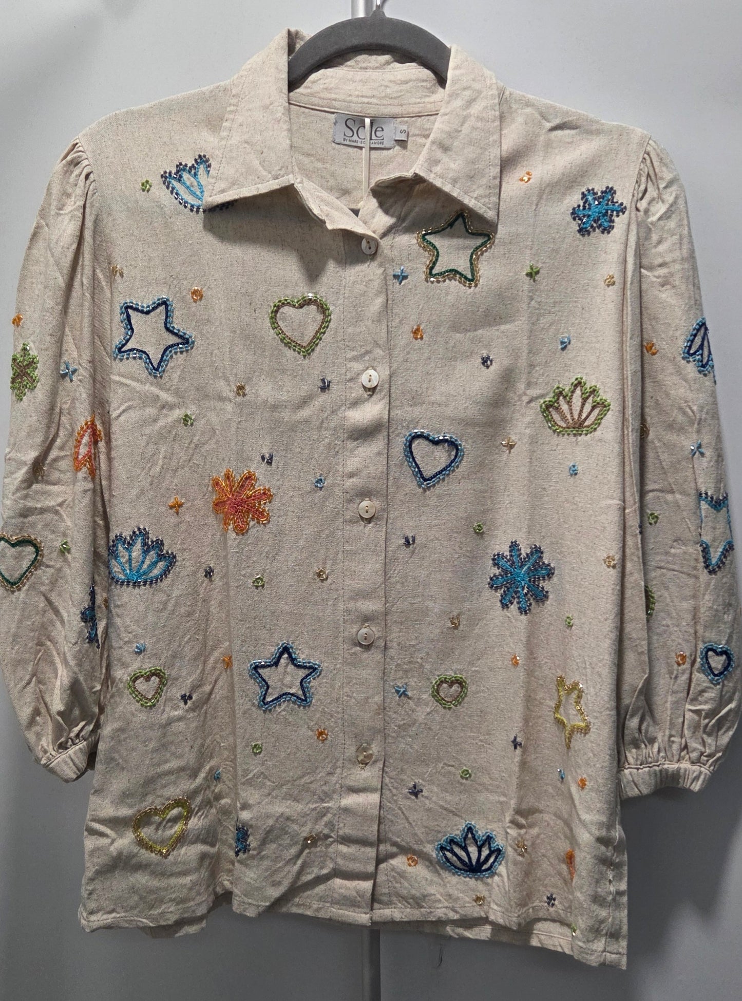 Sole Evelyn Shirt- Natural W Beads