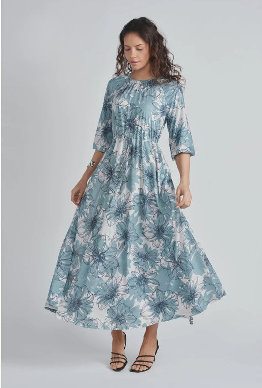 Lunella Irisa Drawstring Floral Mesh Dress