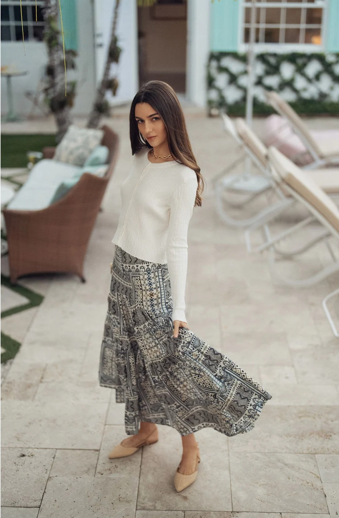 Adina LV Tiered Maxi Skirt- Lagos