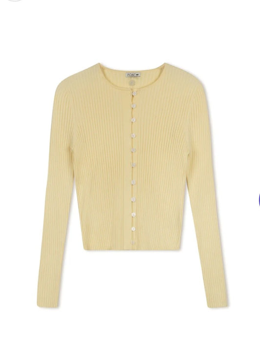 Point ribbed knit cardigan- 2 colors