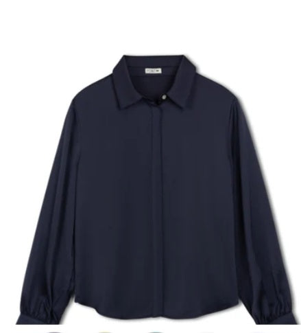 Point Satin Blouse - Black