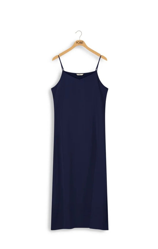 Point A-Line Satin Slip Dress - Navy
