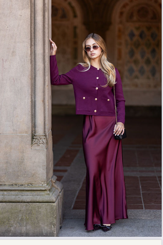 CB Satin Skirt- Bordeaux