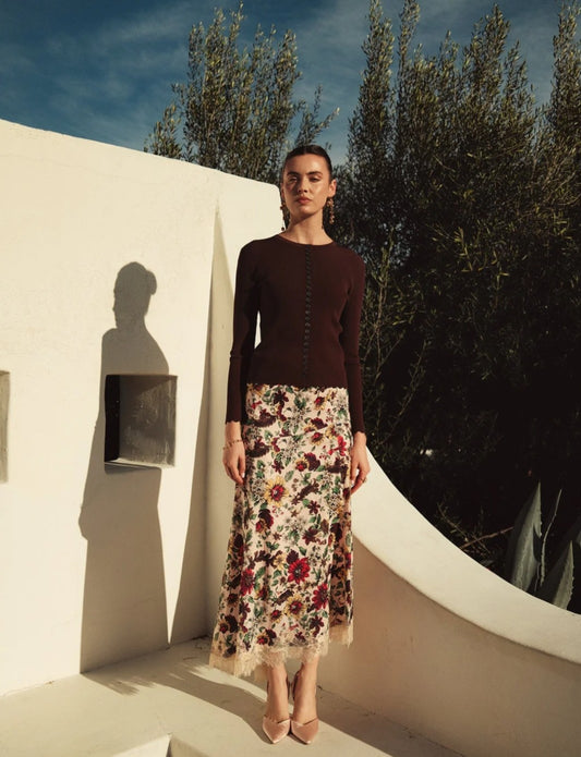 Bliss Lace Hem Skirt Light Floral Print