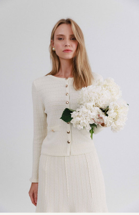 CB Knitted Flared Skirt- White