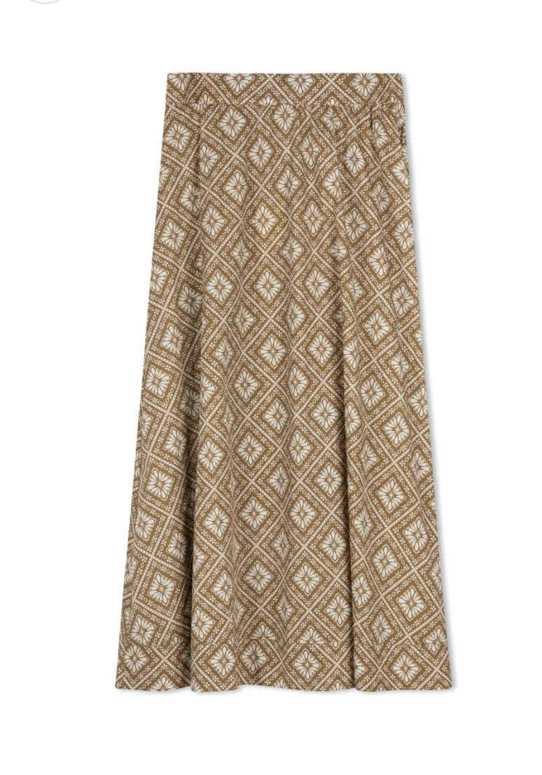 Point Printed Poplin Maxi Skirt